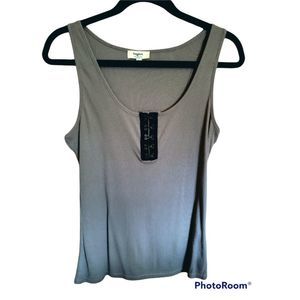 Hayden Los Angeles Grey Black Ribbed Tank Top Large